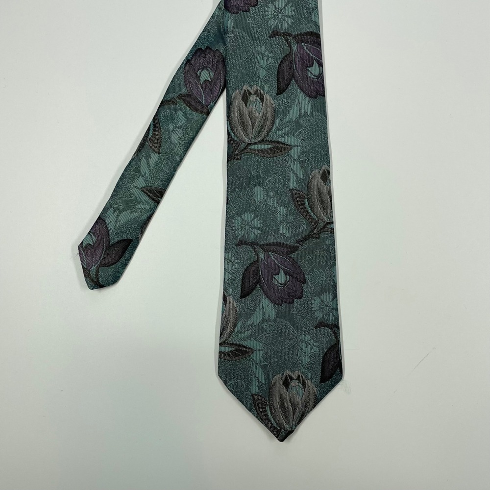 Norseman Teal Floral Woven Silk Blend Necktie Mens OS